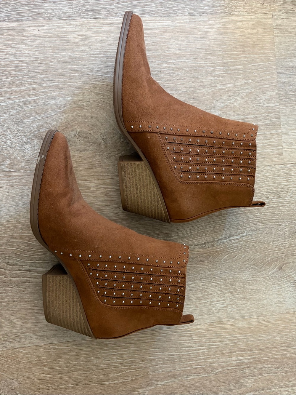 Maurices Studded Suede-Look Ankle Boots - Brown